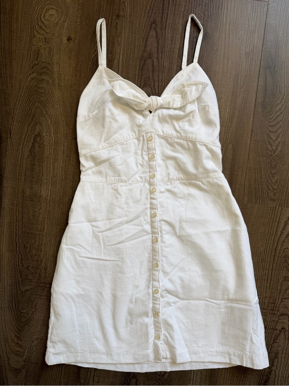 Abercrombie & Fitch White Tie-Front Button Mini Dress